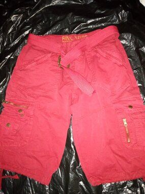 Ring of Fire Maroon/Burgundy Cargo Shorts Mens 31